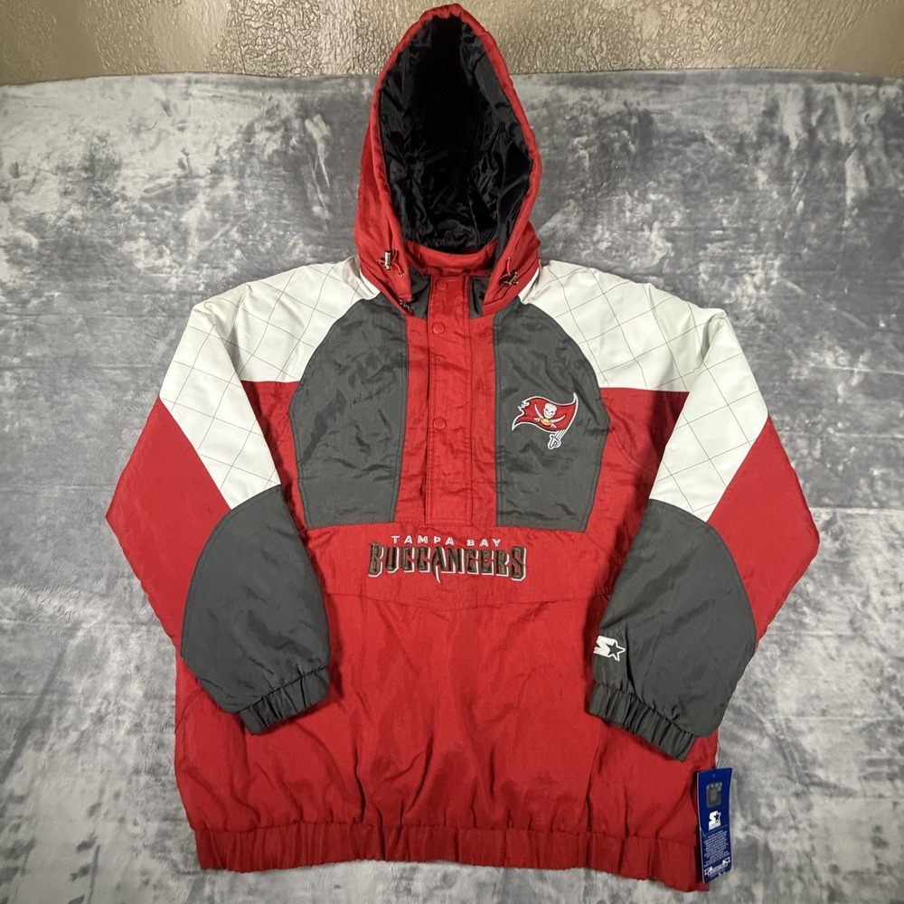 Starter Jacket Mens 2XL Red Tampa Bay Buccaneers Kangaroo Pocket Logo Hooded NWT